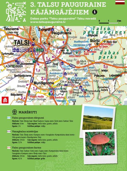 Maršruti Talsu novada apceļošanai - Talsu pauguraine kājāmgājējiem