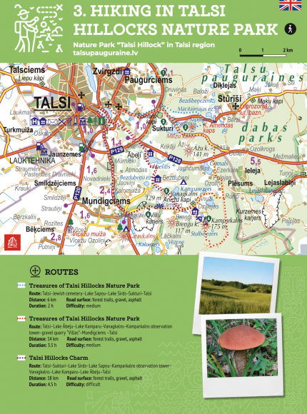 3. maršruts talsu pauguraine kājāmgājējiem, angļu valodā