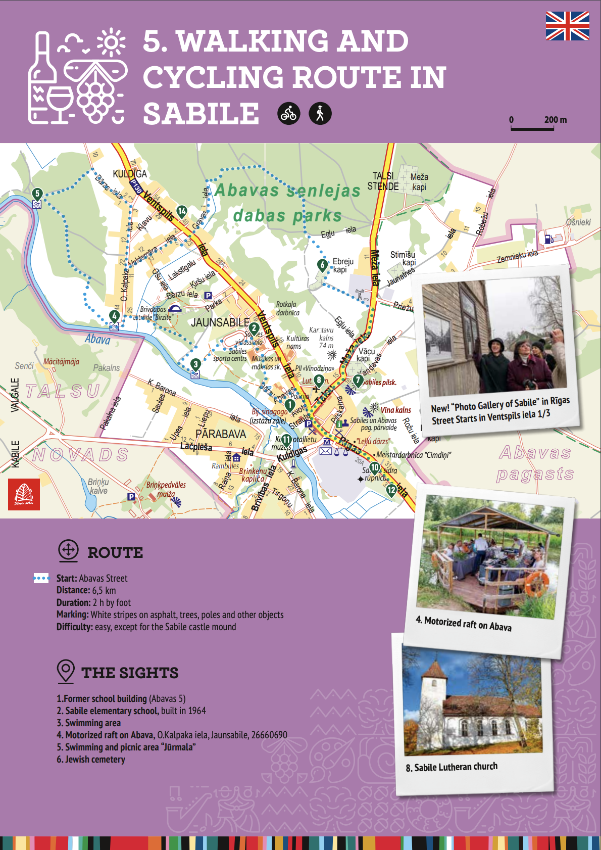 5. maršruts Sabile pilsēta ar odziņu, vāka foto krievu valodā