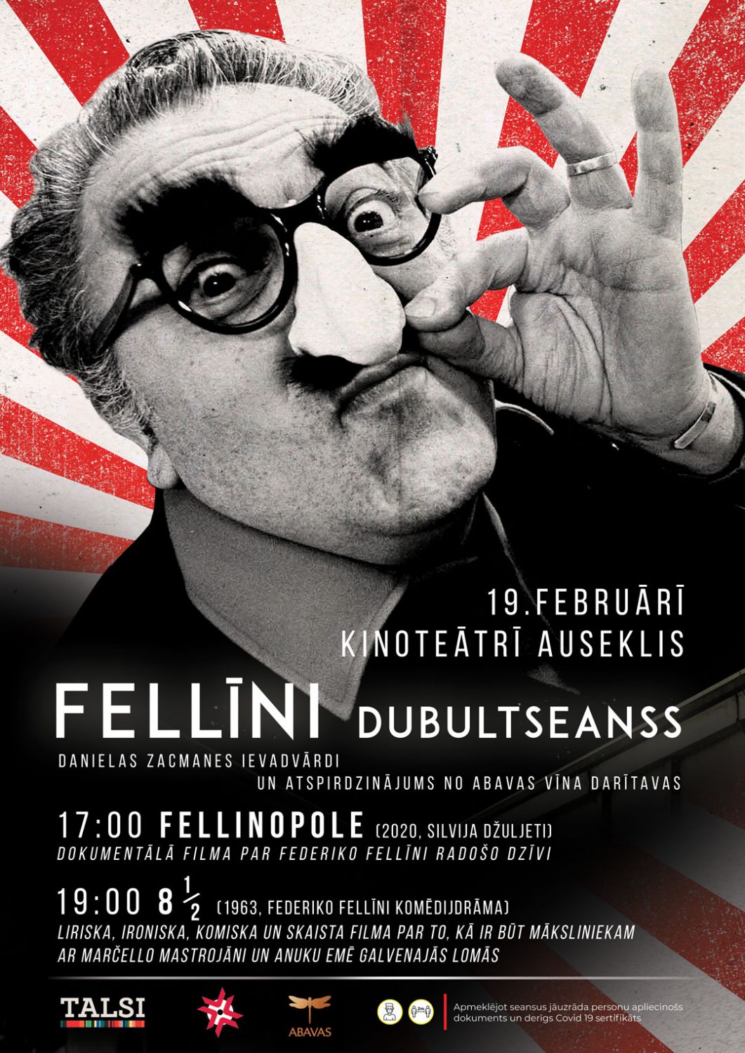 Fellini dubultseans kino Auseklis, afiša