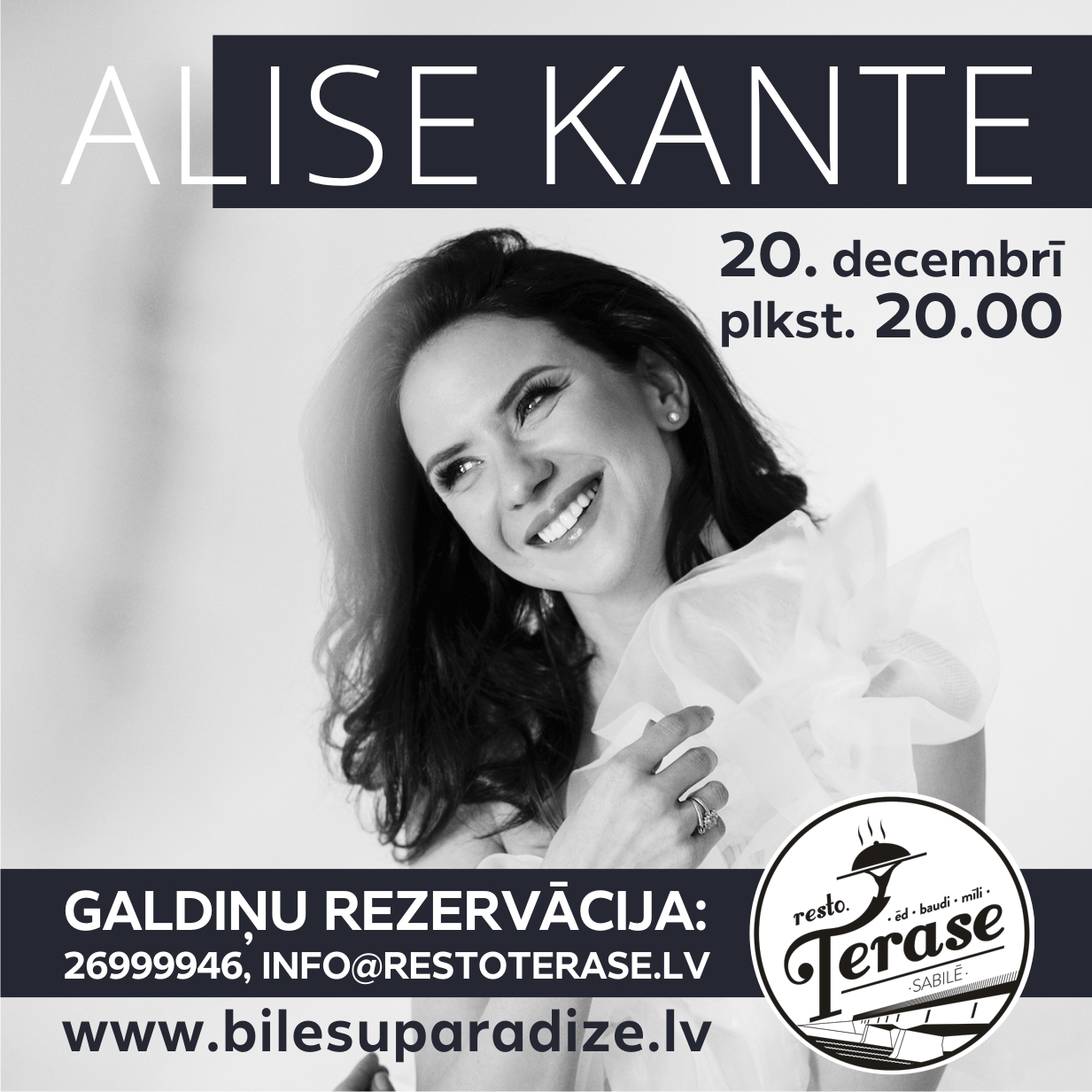 RestoTerase Sabilē aicina baudīt Ziemassvētku noskaņu kopā ar šarmanto dziedātāju Alisi Kanti un ģitāras virtuozu Artūru Kutepovu