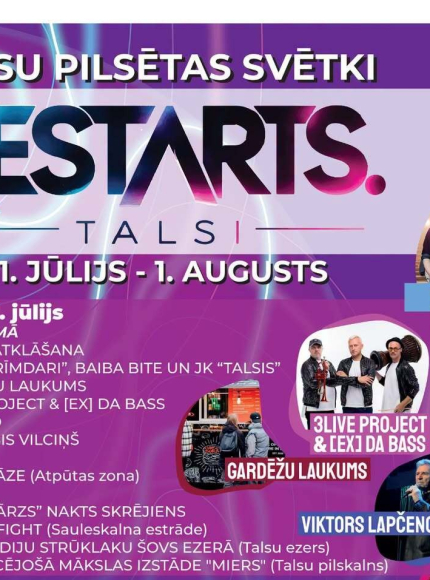 31. jūlijs – 1. augusts Talsu pilsētas svētki RESTARTS.TALSI.