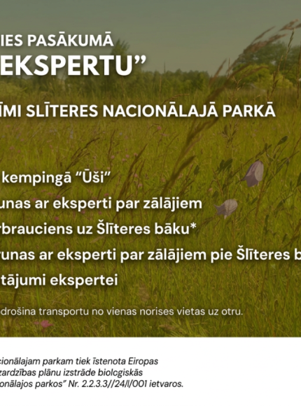 Aicina uz izzinošu pasākumu „Dabā ar ekspertu” Slīteres Nacionālajā parkā