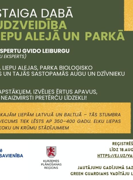 Izglītojoša pastaiga “Bioloģiskā daudzveidība Valdemārpils liepu alejā un parkā”
