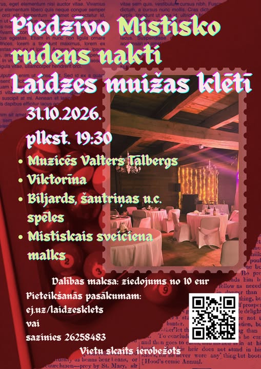 Piedzīvo mistisko rudens nakti Laidzes muižas klētī