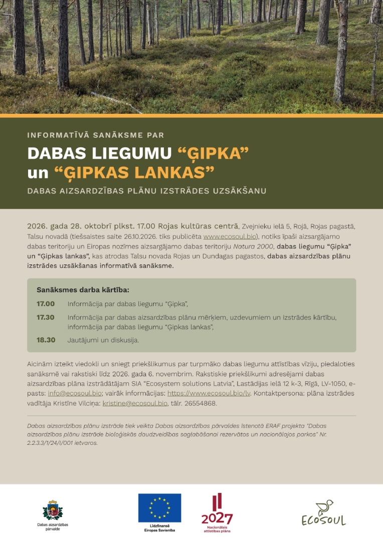 Informatīva sanāksme par dabas liegumu ”Ģipka” un ”Ģipkas lankas”