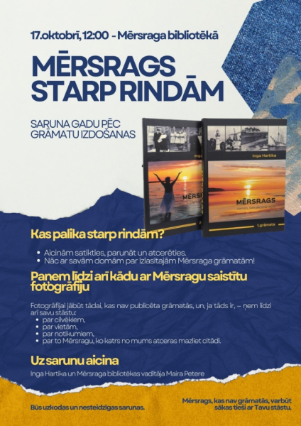 Mērsraga bibliotēkā ”Mērsrags starp rindām” saruna gadu pēc grāmatu izdošanas