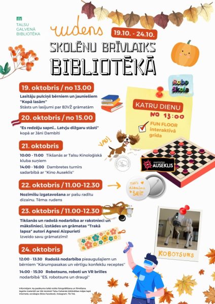 Skolēnu rudens brīvlaiks bibliotēkā