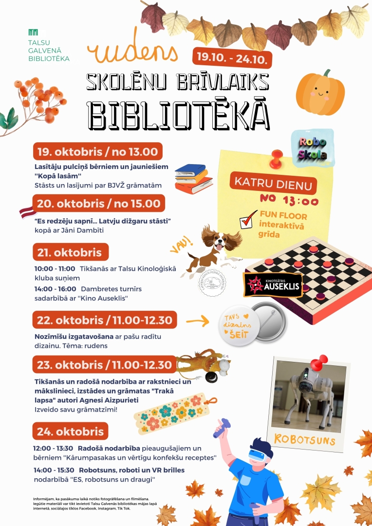 Skolēnu rudens brīvlaiks bibliotēkā